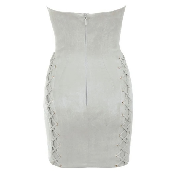 New NWOT HOCB Irvina Gray Suedette Strapless Dress Small - Picture 4 of 6